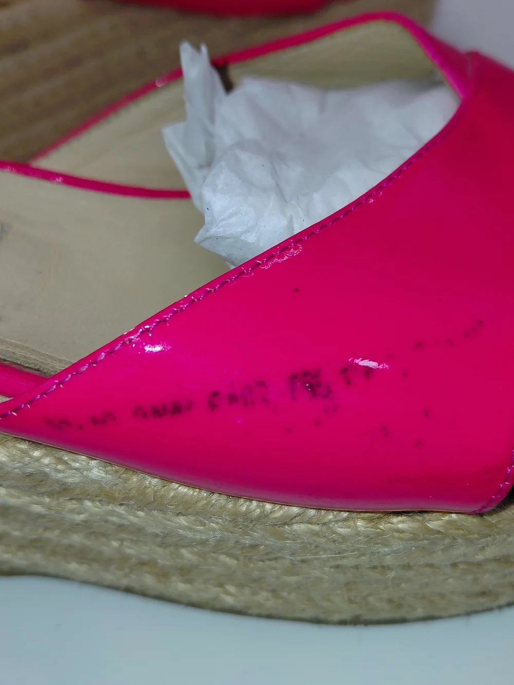 Jimmy Choo Pink Paisley/ Prima Patent Leather Espadrille Wedge Slide Sandals 41